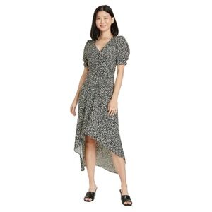 Patterned Vintage Style Short Sleeve Floral Midi Dress